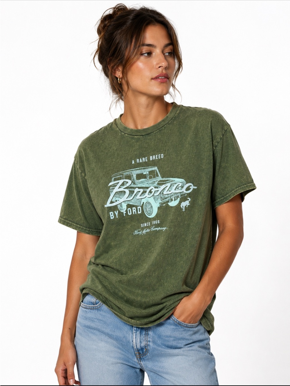 NEW Ford Bronco Cotton Graphic T Shirt Green Vintage Retro Size L men XL women
